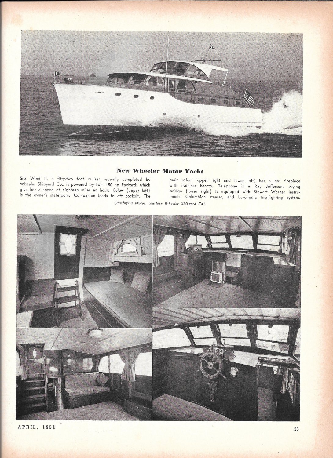 1951 Wheeler 52' Motor Yacht Ad- Great Photos