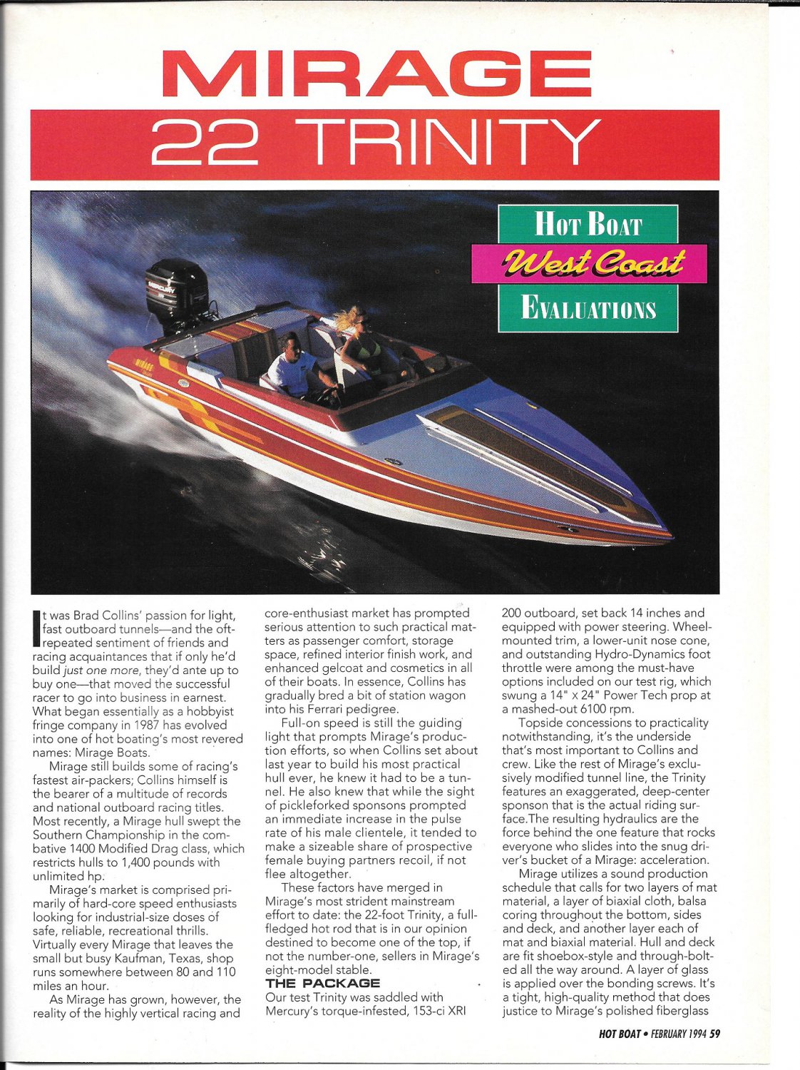 1994 Mirage 22 Trinity Boat Review & Specs- Nice Photos