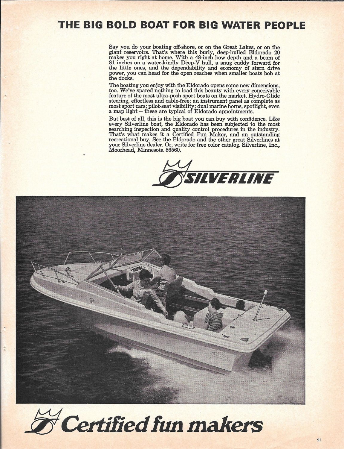 1969 Silverline Eldorado Boat Ad- Nice Photo