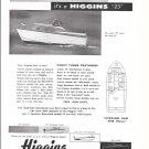 1958 Higgins 23' Cruiser Boat Ad- Specs & Photo