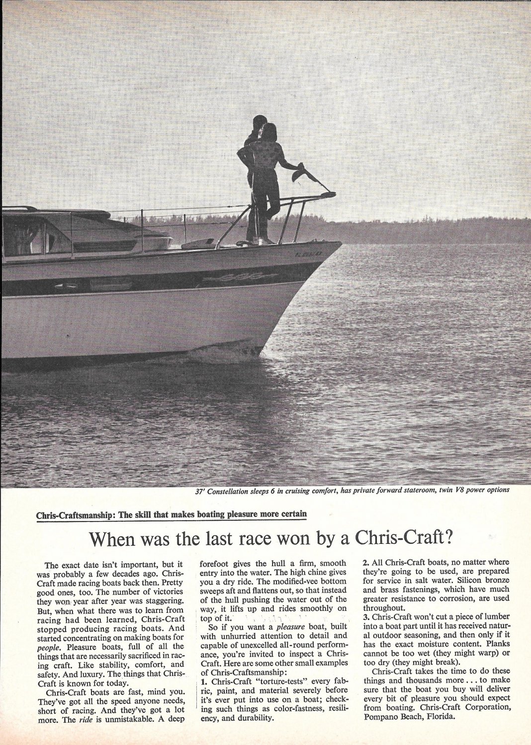 1964 Chris- Craft 37' Constellation Yacht Ad- Nice Photo