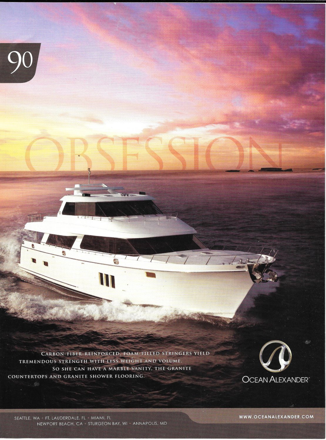 2011 Ocean Alexander 90 Yacht Color Ad- Nice Photo