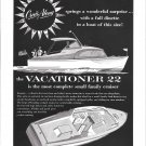 1958 Cruis Along Vacationer 22 Boat Ad- Nice Drawing