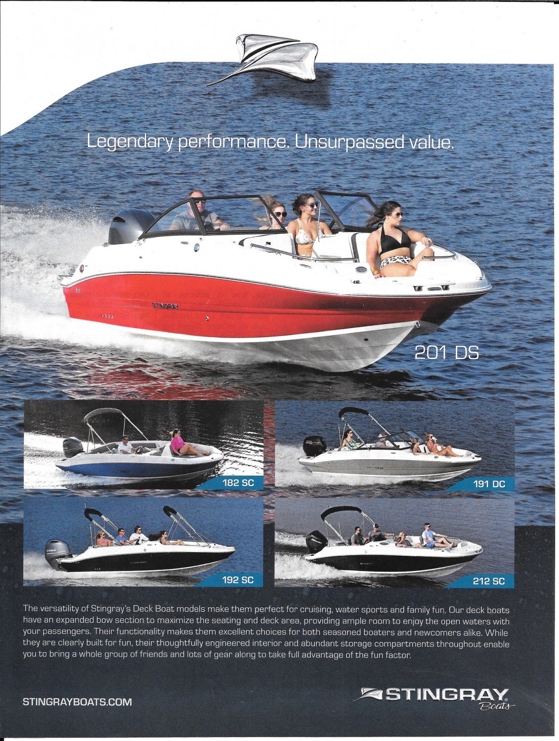 2021 Stingray Boats Color Ad- Photos of 5 Models