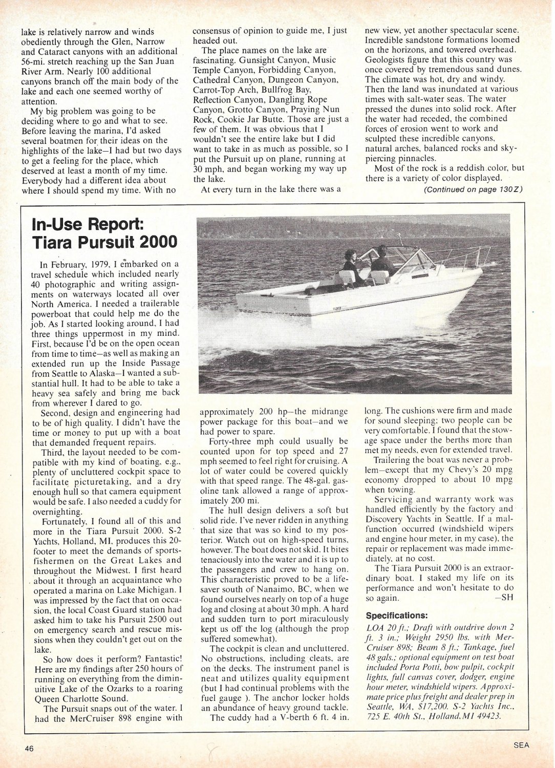 1980 Tiara Pursuit 2000 Boat Review- Photo & Boat Specs