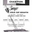 1949 Champion Spark Plugs Ad- Nice Photo Hydroplane U3 My Sweetie
