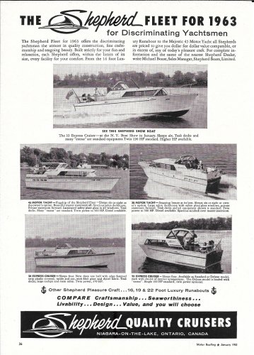 1963 Shepherd Cruisers Boats Ad- Photos of 5 Models