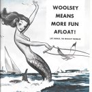 1948 Woolsey marine Finishes 4 Page Color Ad- Drawing of Semi Nude Mermaid