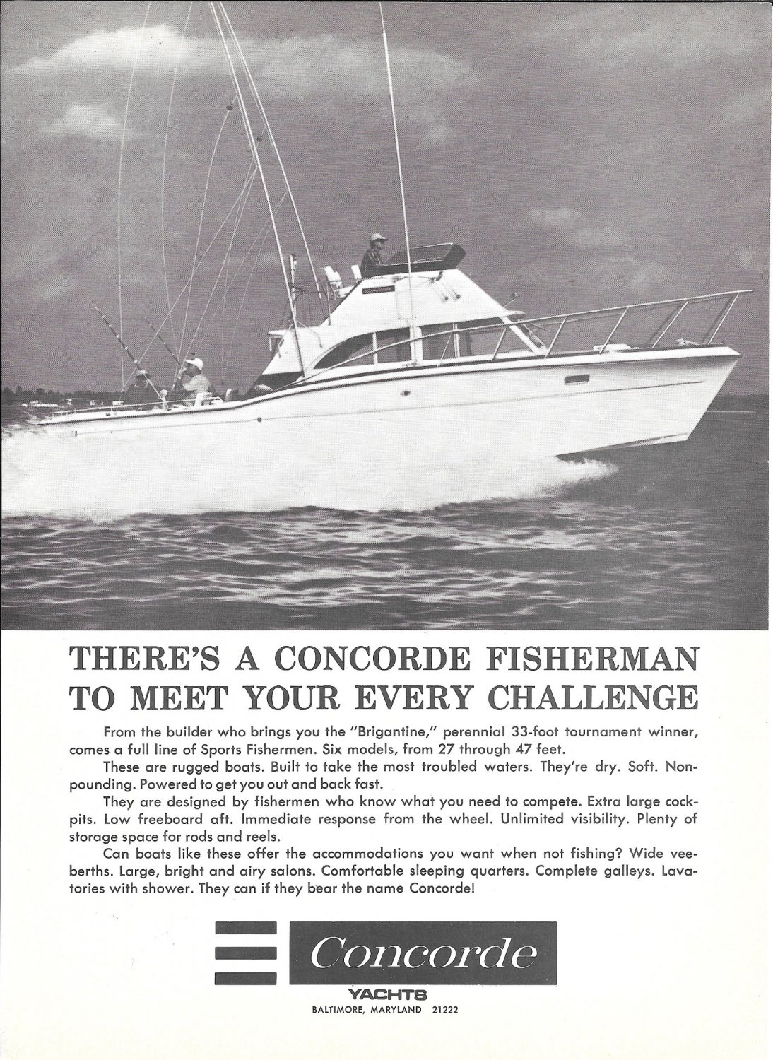 Old 1971 Concorde Yacht Ad- Nice Photo
