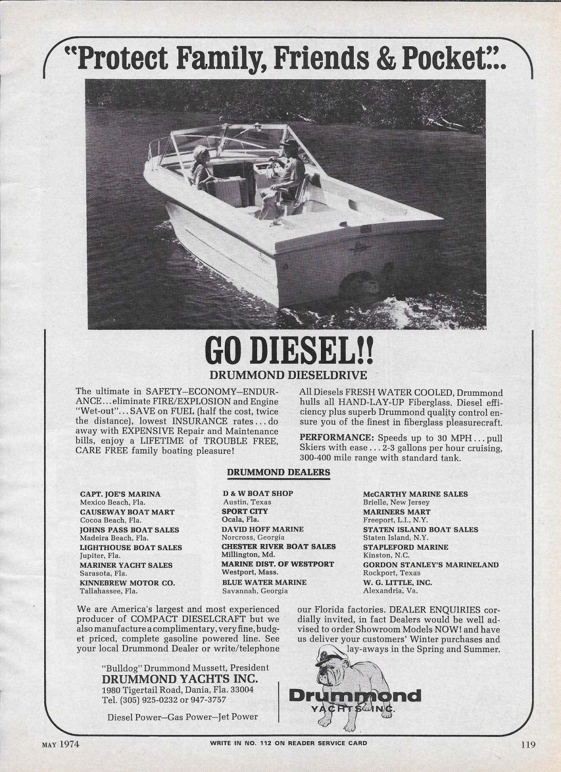 1974 Drummond Yacht Ad Nice Photo
