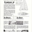 1959 Scandia Marine Sailboats Ad- Drawing & Photo 30' & Ski- Breeze