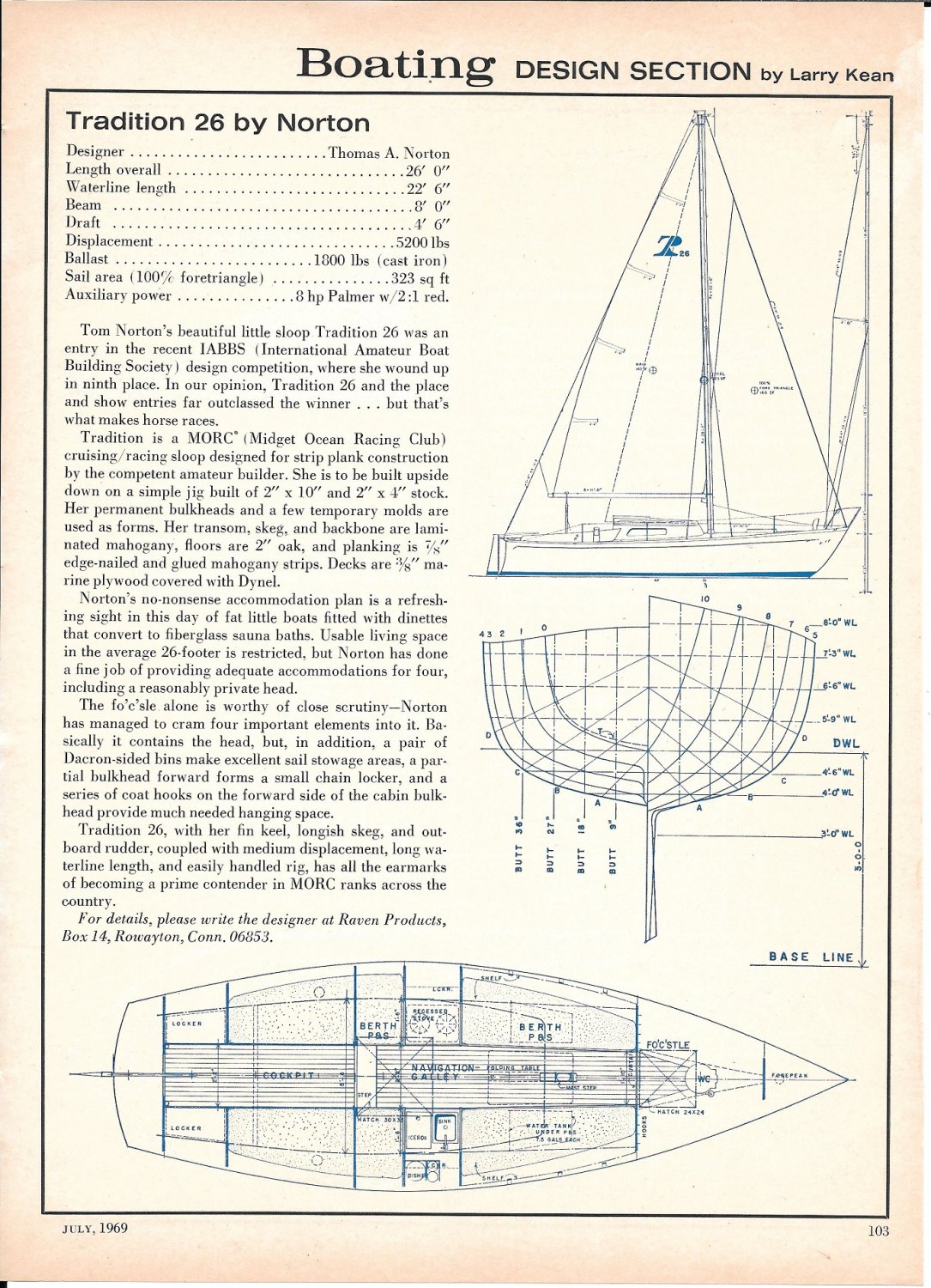 1969 Thomas Norton Tradition 26 SailBoat & Bolger 41 2 Pg Double Ad ...