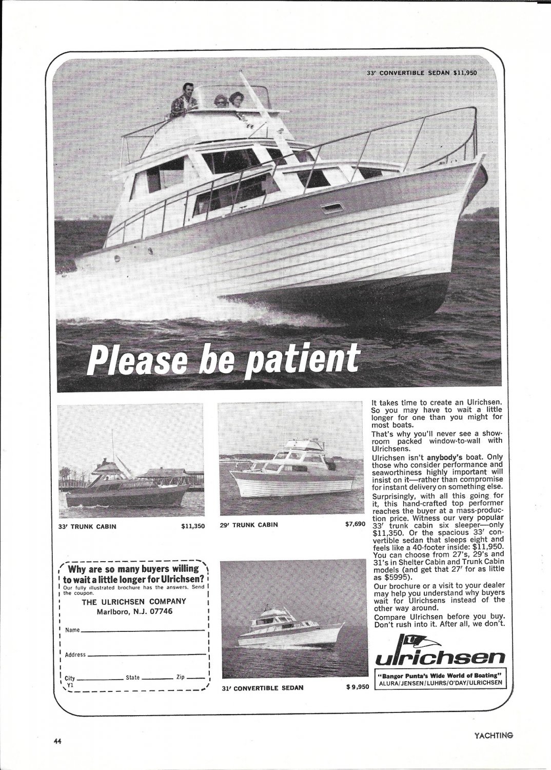 1967 Ulrichsen Boats Ad- Nice Photo 33 Convertible Sedan