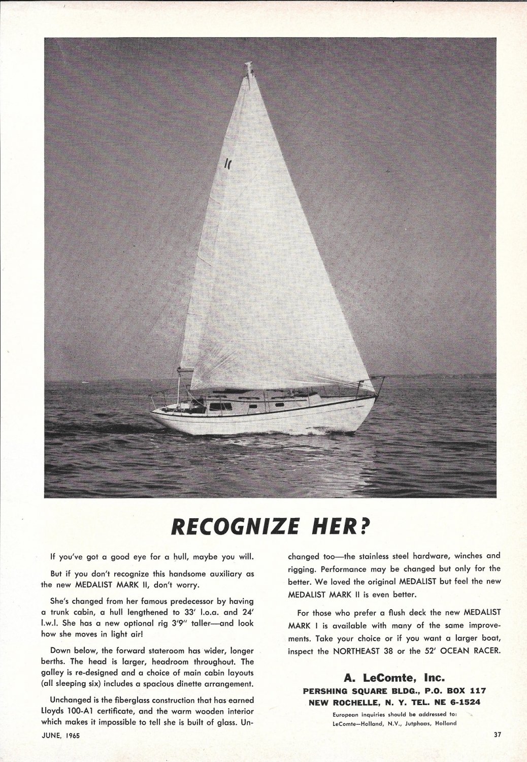 1965 A Medalist Mark II Sailboat Ad Nice Photo