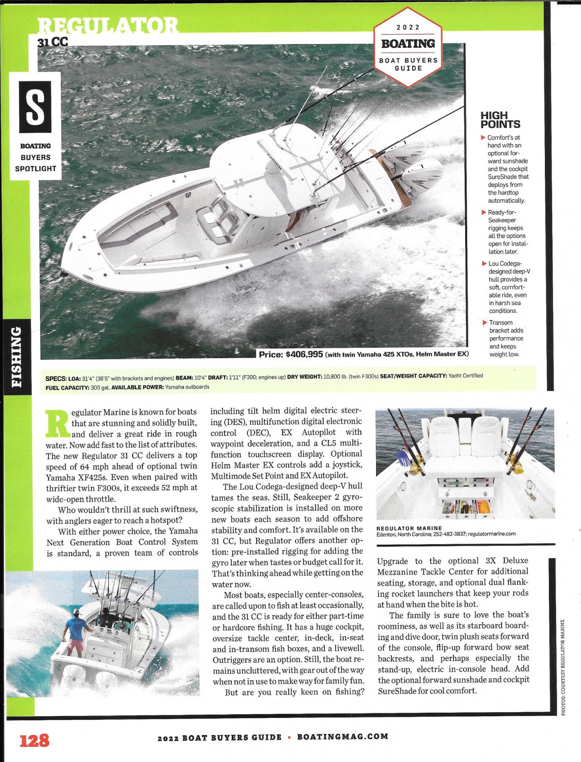 2022 Regulator 31 CC Yacht Review Boat Specs & Photos