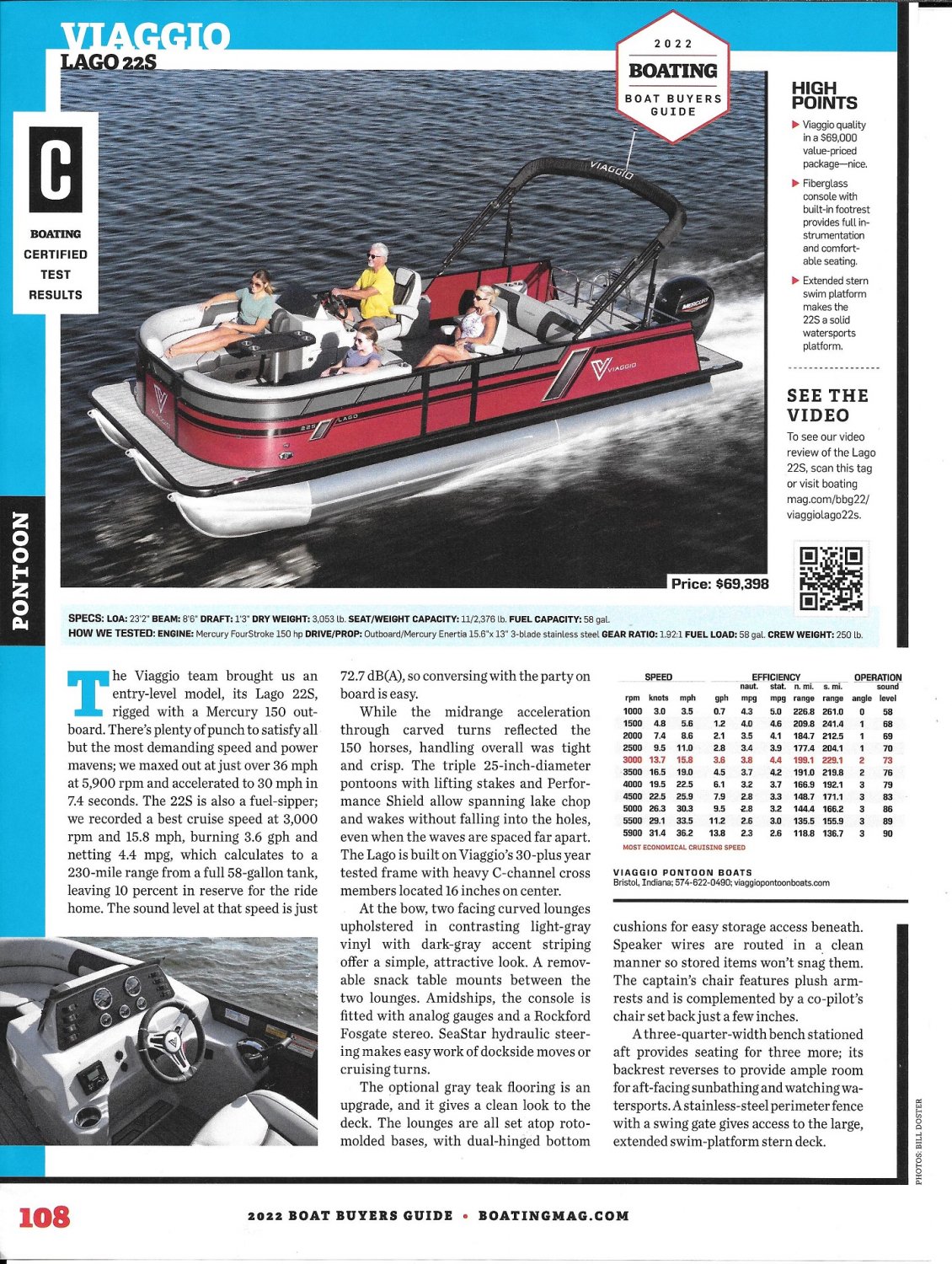 2022 Viaggio Lago 22S Pontoon Boat Review- Photos & Boat Specs
