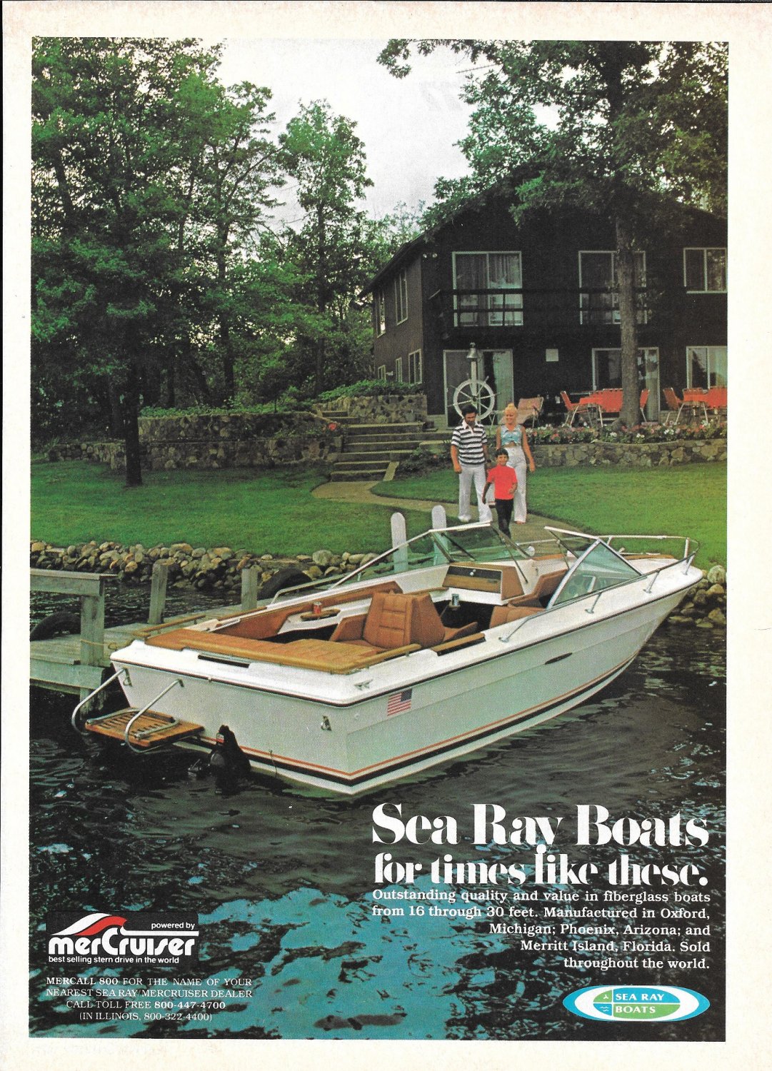 Old 1977 Sea Ray Boat Color Ad- Nice Photo