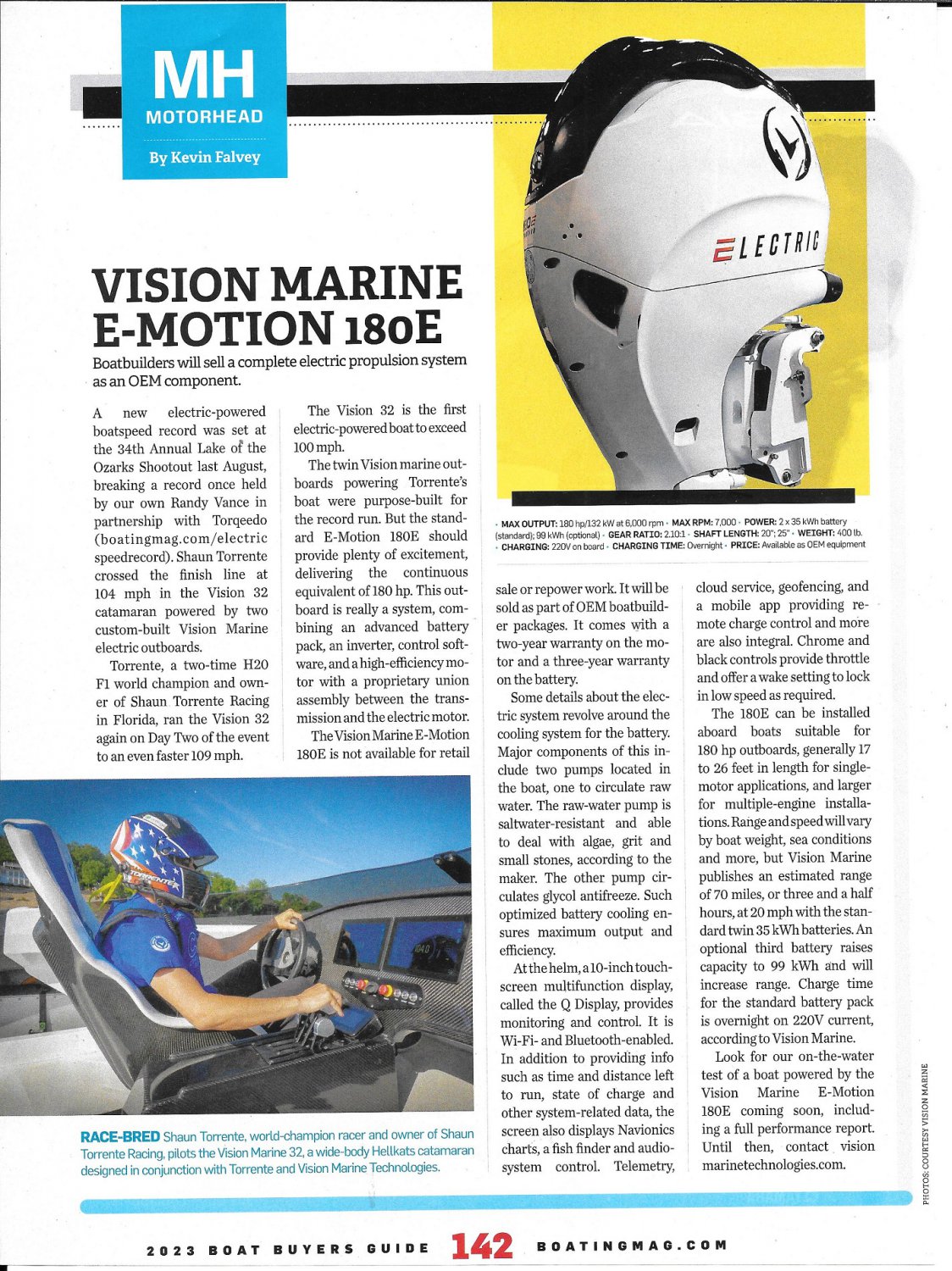 2023 Vision Marine E- Motion 180E Engine Review- Specs & Photo