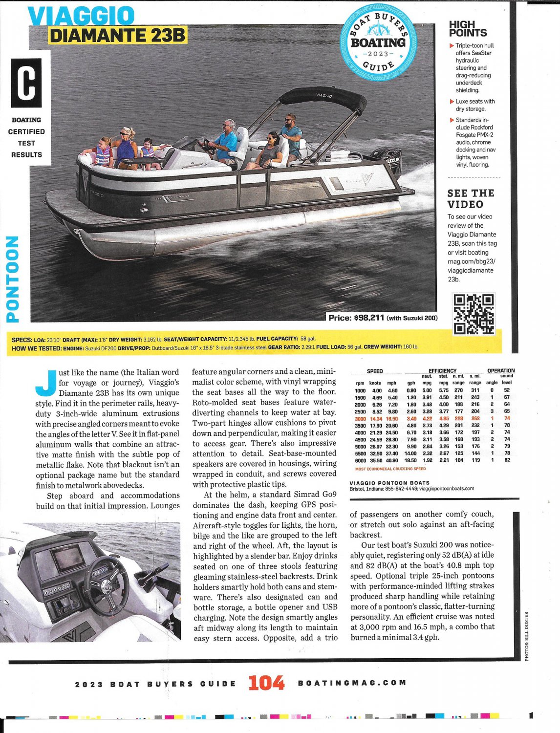 2023 Viaggio Diamante 23B Pontoon Boat Review- Boat Specs & Photo