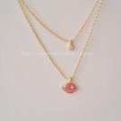 Pink Planet Universe Fantasy Charm Gided Japanese Style Necklace