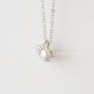 Brass Silver Plated Universe Planet Saturn Asteroid Necklace
