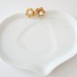 Gold Dimensional Flower Imitation Pearl Stud Earrings