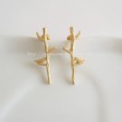 Matte Gold Bird Tree Stud Earrings