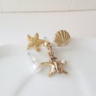 Gold Starfish Hippocampus Stud Earrings Set