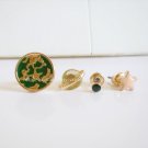 Dark Green Earth Planet Stud Earrings Set