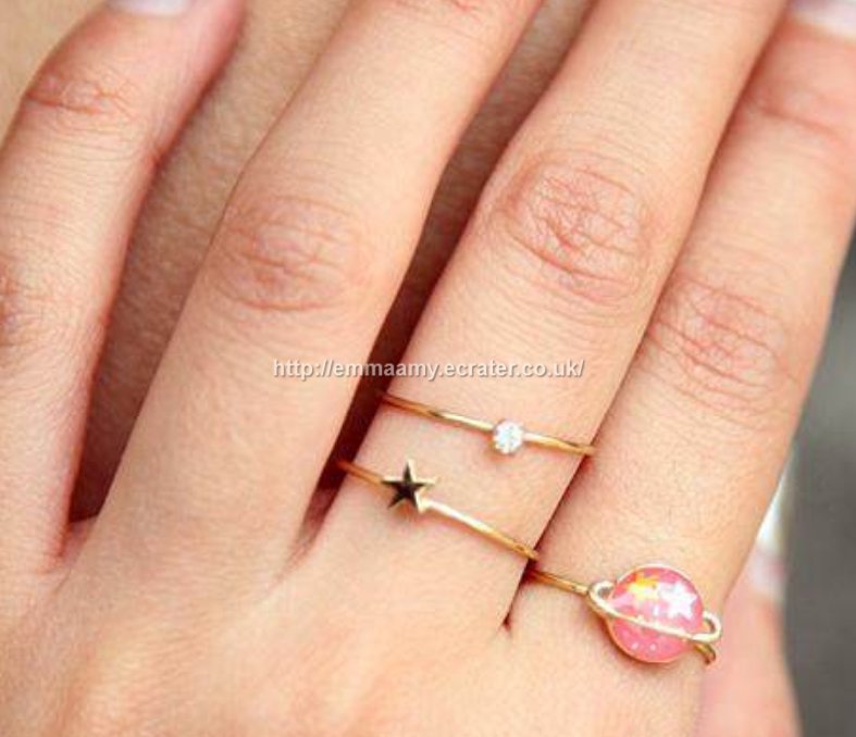 Pink Fantasy Planet Cosmic Rings Set.
