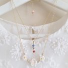 Double Elegant White Flower Bird Enamel Necklace