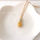 Exquistite Simplicity Lovely Gilded Enamel Pineapple Charm Necklace