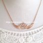 Flashing Angel Crown Charm Rose Gold Plated  Necklace