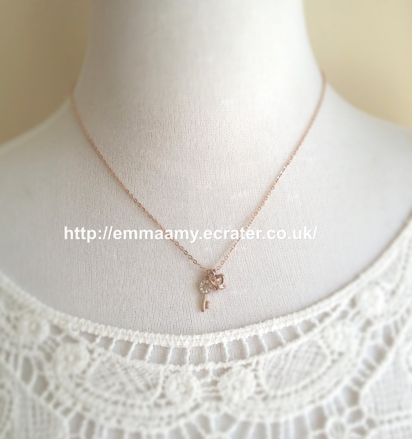 Key Crown Rose Gold Plated Necklace