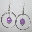 Silver Hoop Lavender Dangly Ear Rings