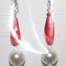 Red White and Blue small Pearl Ear Rings