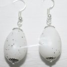 White with black speck Easter Egg Ear Rings