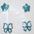 Aquamarine Star and Butterfly Ear Ring Set