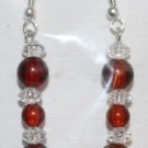 Elegant 92 Crimson Red and Black Beads with Clear Bead Ear Rings