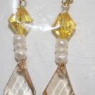 Elegant 93 Yellow Beaded with Clear Diamond Shape Ear Rings