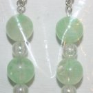Elegant 95 Pastel Green Beads with Clear White Beaded Ear Rings