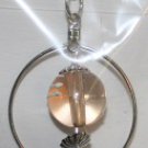 Elegant 102 Silver Hoop with Beautiful Peach Colored Hanging Center Necklace