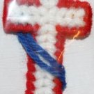 Cross (Red White and Blue) Blue Ribbon and Scripture Included