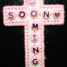 Cross Magnet (Pink and White) Coming Soon written in Beads