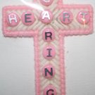 Cross Magnet (Caring Heart) written in beads with poem Rainbow's End