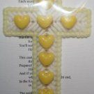Cross Magnet with Yellow Heart Beads and poem Rainbow's End
