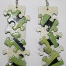 Puzzle Ear Rings (Green, Black and Beige)