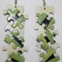 Puzzle Ear Rings (Green, Black and Beige)