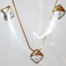 Aquamarine Rhinestone Necklace and Matching Ear Ring Set