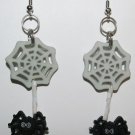 Spider Web with Spider Hanging from web Halloween Ear Rings